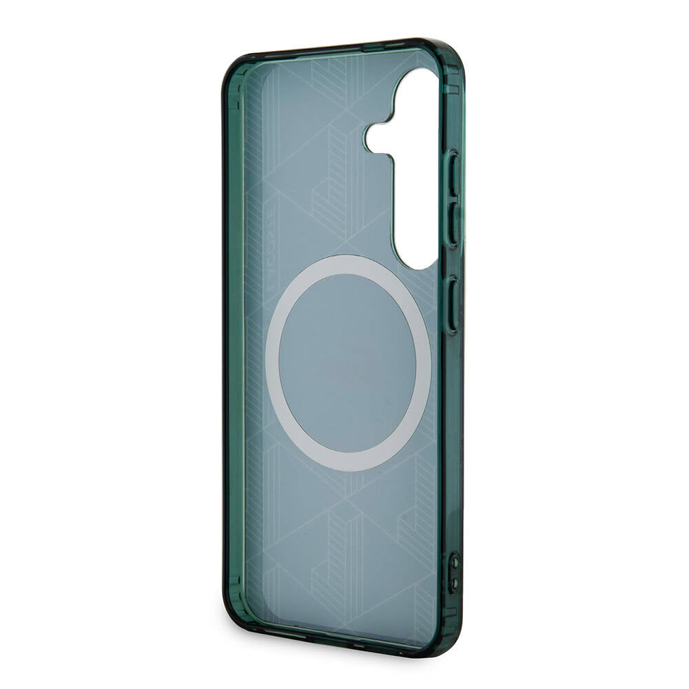 Galaxy S24 Kılıf Lacoste orijinal Lisanslı M-safe Şarj Özellikli Çift Katmanlı Timsah Logolu Blend Monogram Kılıf