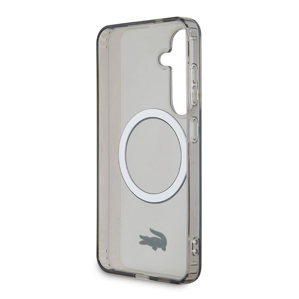 Galaxy S24 Kılıf Lacoste orijinal Lisanslı M-safe Şarj Özellikli Transparan Timsah Logo Baskılı Kılıf