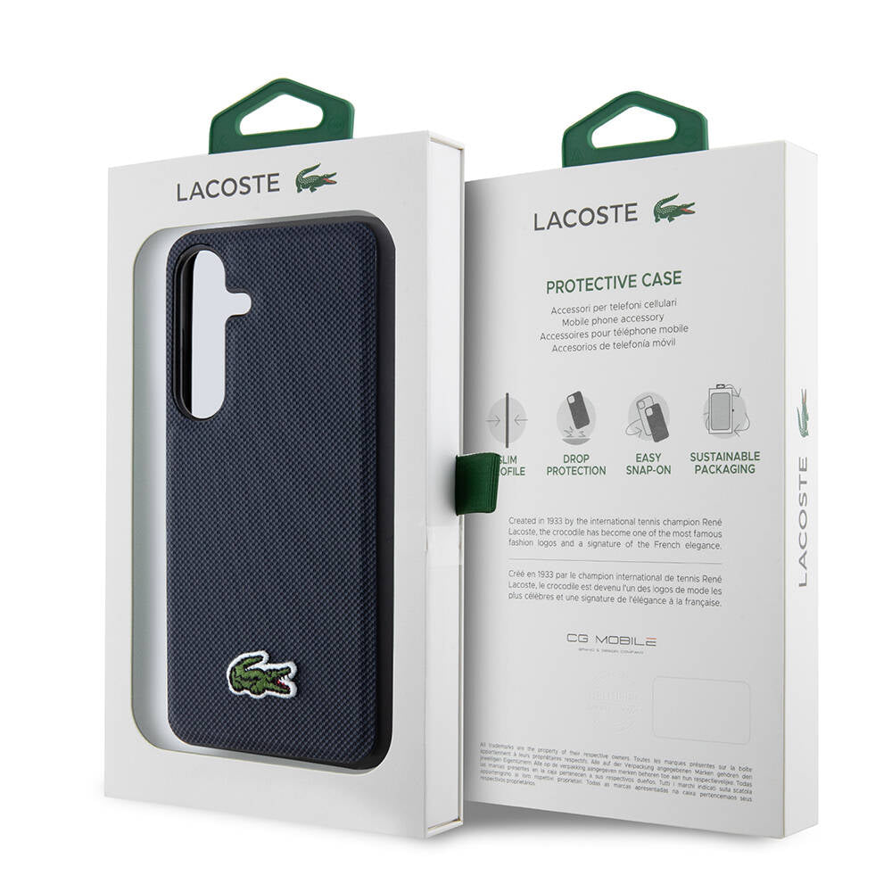 Galaxy S24 Kılıf Lacoste orijinal Lisanslı PU Pike Desenli Arka Yüzey İkonik Timsah Dokuma Logolu Kılıf