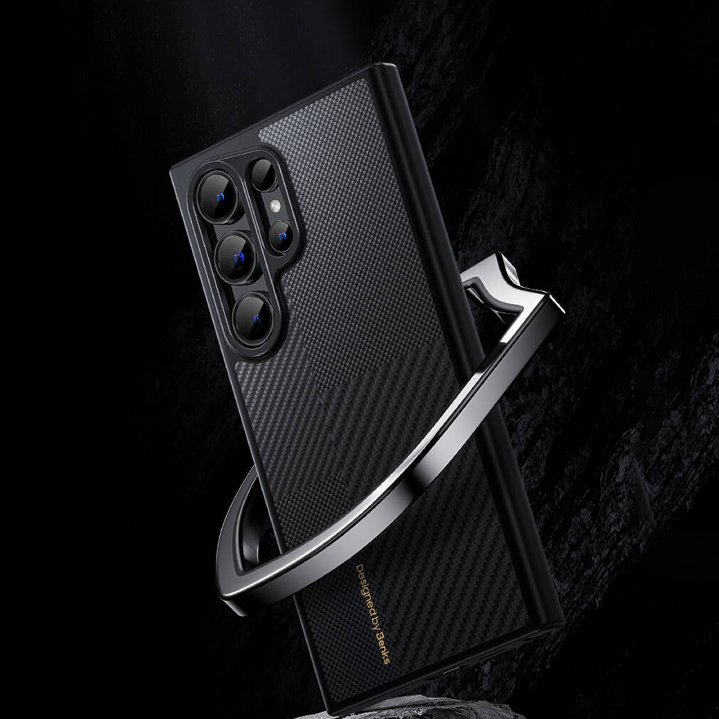 Galaxy S24 Kılıf M-safe Şarj Özellikli Karbon Fiber Benks Montage Hybrid ArmorPro Kevlar Kılıf
