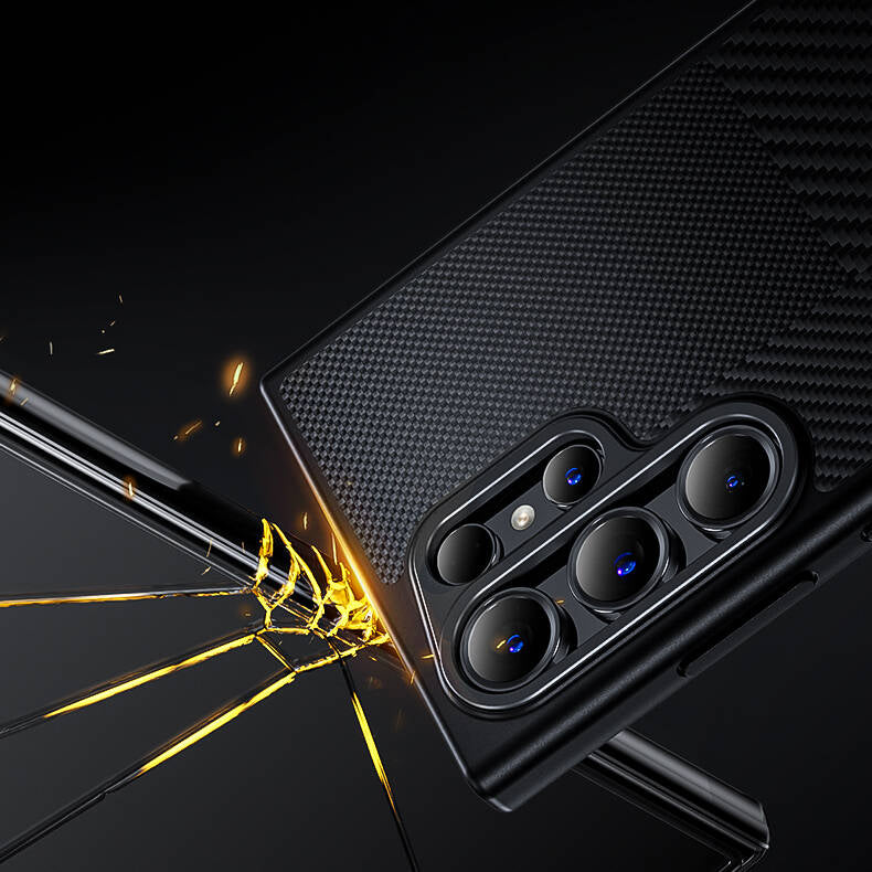 Galaxy S24 Kılıf M-safe Şarj Özellikli Karbon Fiber Benks Montage Hybrid ArmorPro Kevlar Kılıf