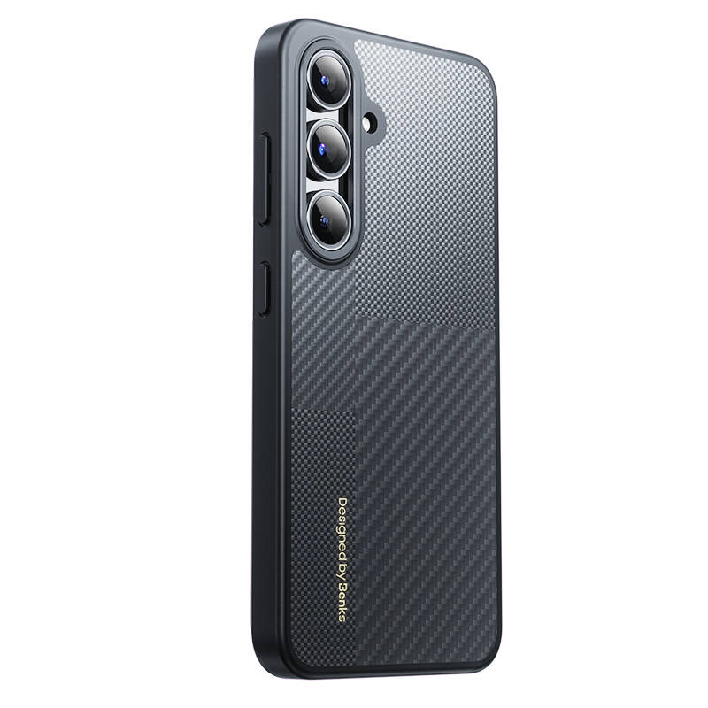 Galaxy S24 Kılıf M-safe Şarj Özellikli Karbon Fiber Benks Montage Hybrid ArmorPro Kevlar Kılıf