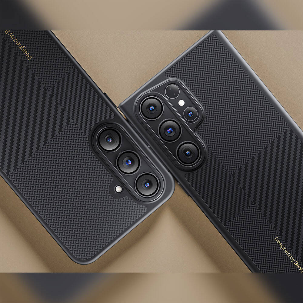 Galaxy S24 Kılıf M-safe Şarj Özellikli Karbon Fiber Benks Montage Hybrid ArmorPro Kevlar Kılıf