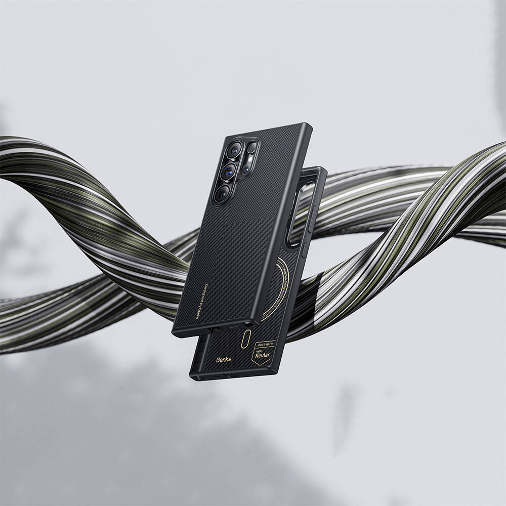 Galaxy S24 Kılıf M-safe Şarj Özellikli Karbon Fiber Benks Montage Hybrid ArmorPro Kevlar Kılıf