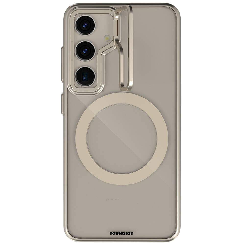 Galaxy S24 Kılıf M-safe Şarj Özellikli Sararma Önleyici Youngkit Crystal Grid Kılıf