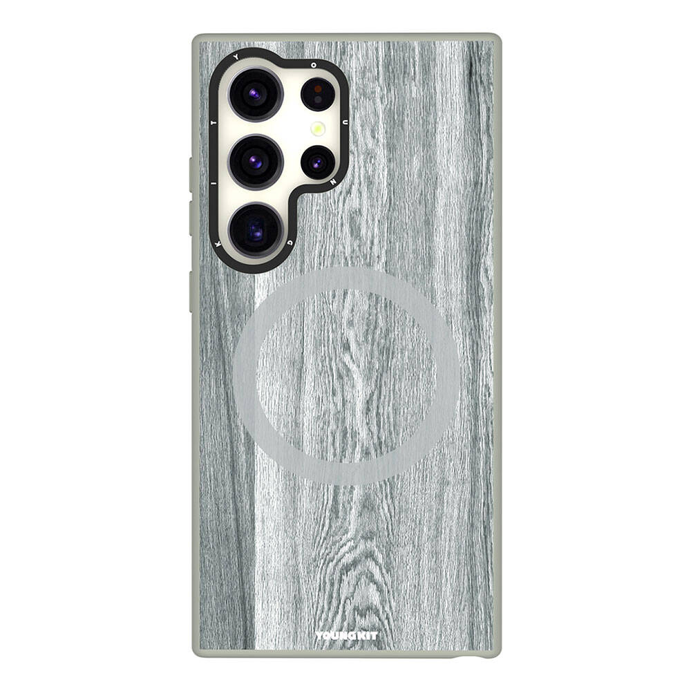 Galaxy S24 Ultra Kılıf M-safe Şarj Özellikli Sararmaya Dayanıklı Youngkit Wood Forest Serisi Kılıf