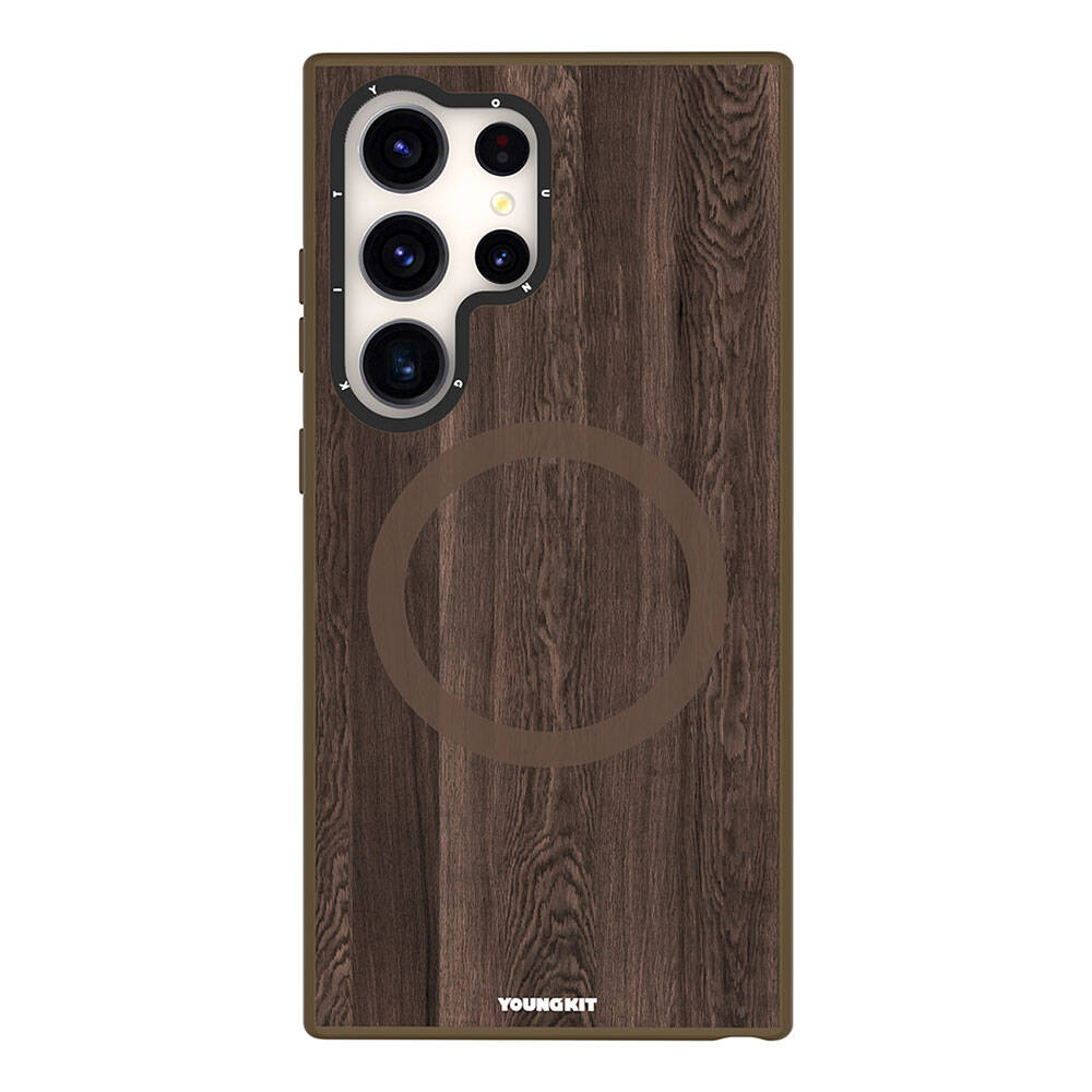 Galaxy S24 Ultra Kılıf M-safe Şarj Özellikli Sararmaya Dayanıklı Youngkit Wood Forest Serisi Kılıf