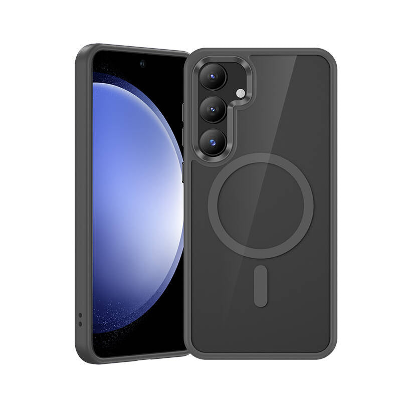 Galaxy S24 Kılıf M-safe Şarj Özellikli Şeffaf Arka Yüzey Benks MagClap TPU Çerçeve Kılıf