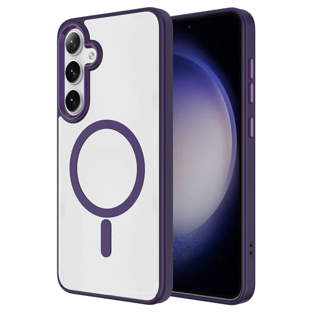 Galaxy S24 Kılıf M-safe Şarj Özellikli Zore Krom M-safe Silikon Kılıf