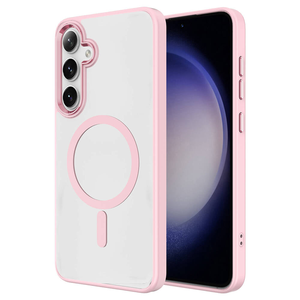 Galaxy S24 Kılıf M-safe Şarj Özellikli Zore Krom M-safe Silikon Kılıf