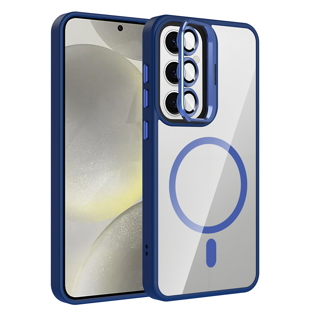 Galaxy S24 Kılıf Standlı ve Kamera Lens Hediyeli M-Safe Şarj Özellikli Zore Etro Kılıf