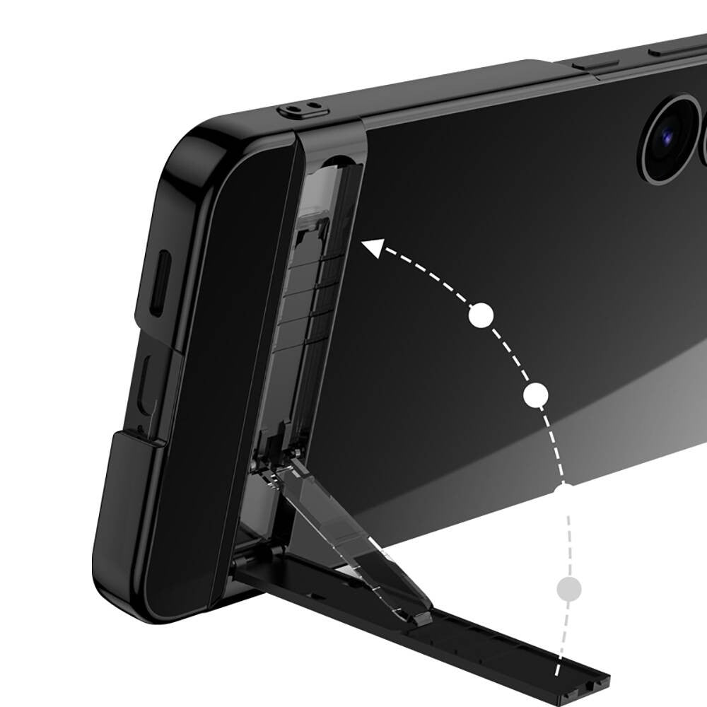Galaxy S24 Kılıf Zore Kamera Korumalı Şeffaf Dikey Standlı Ays Kılıf