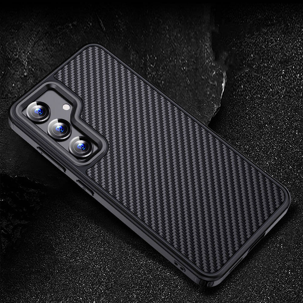 Galaxy S24 Plus Kılıf Aramid Karbon Fiber M-safe Özellikli Wlons Radison Kılıf