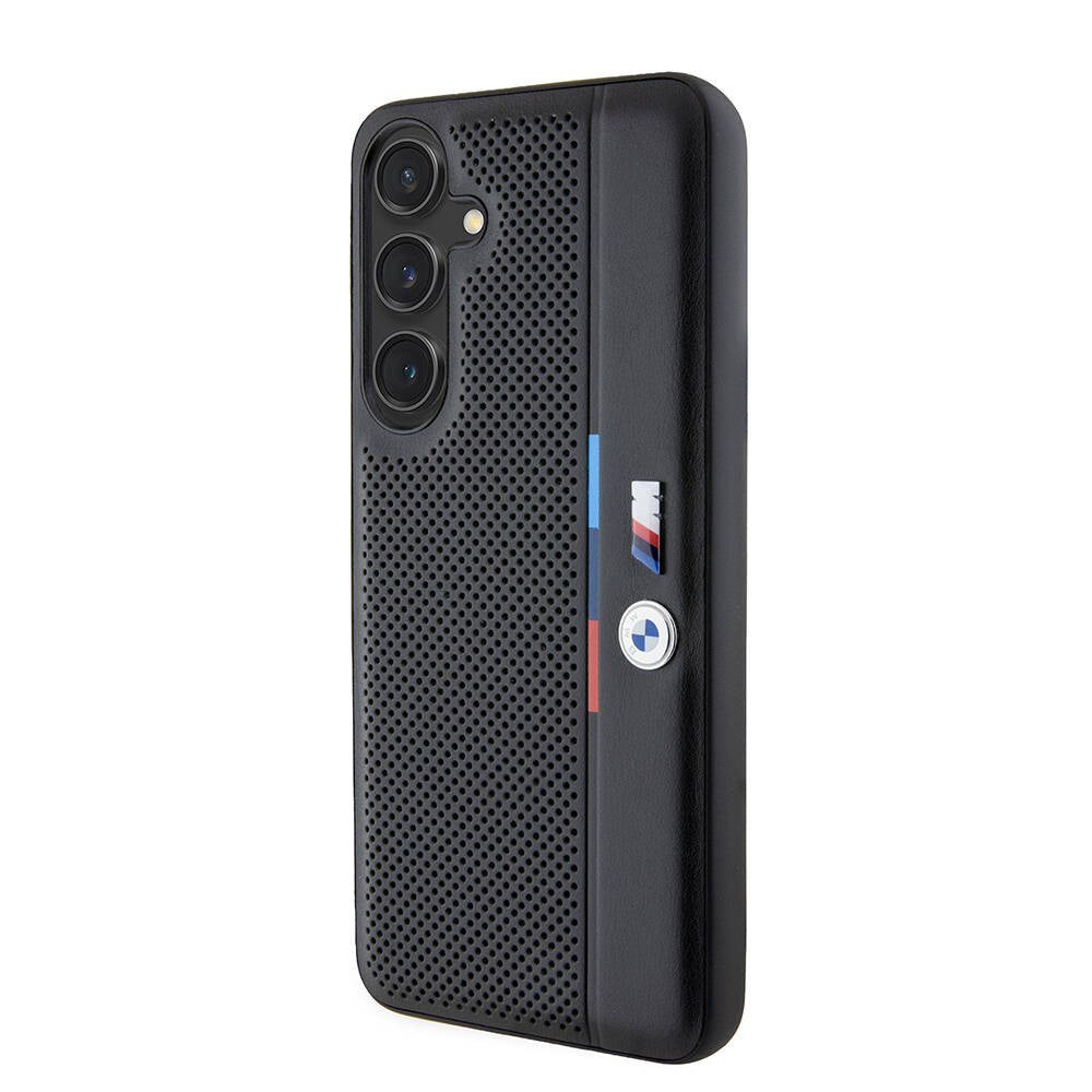 Galaxy S24 Plus Kılıf BMW Orijinal Lisanslı M Logolu Üç Renk Çizgili Delikli Detail Line Kılıf