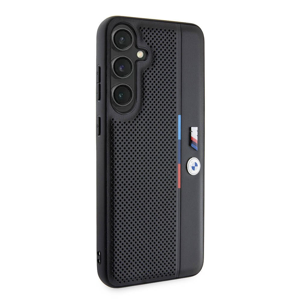 Galaxy S24 Plus Kılıf BMW Orijinal Lisanslı M Logolu Üç Renk Çizgili Delikli Detail Line Kılıf