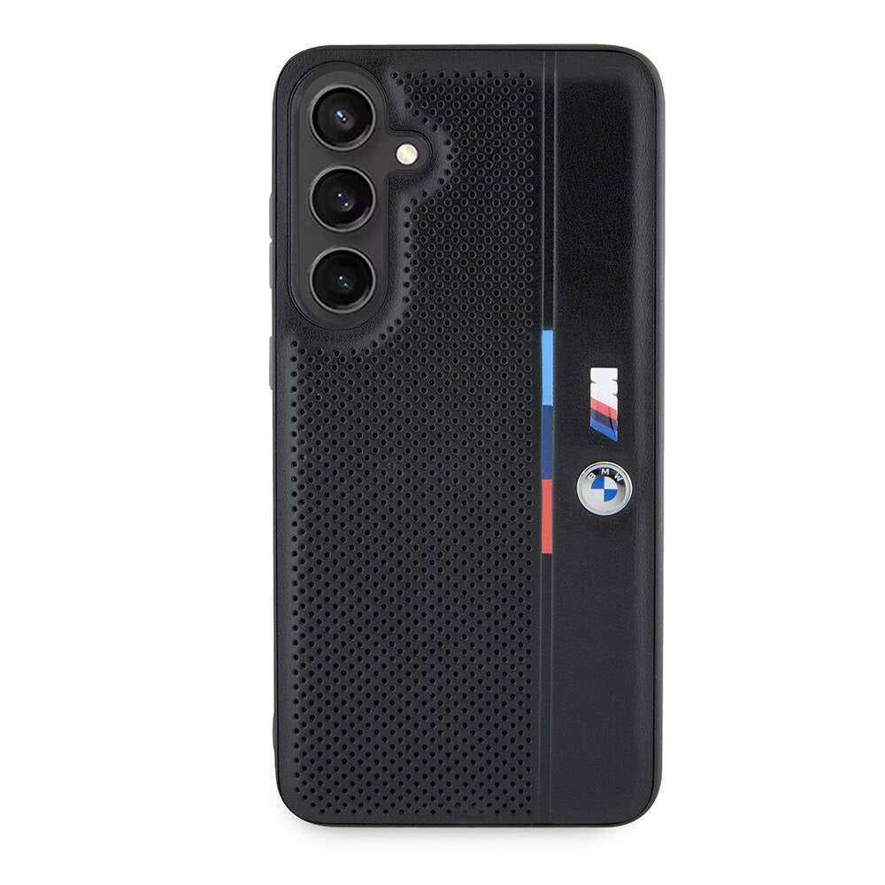 Galaxy S24 Plus Kılıf BMW Orijinal Lisanslı M Logolu Üç Renk Çizgili Delikli Detail Line Kılıf