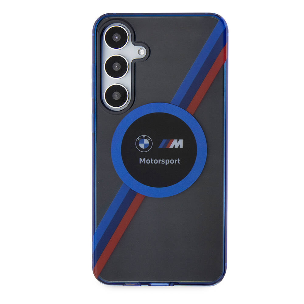 Galaxy S24 Plus Kılıf BMW Orijinal Lisanslı M Logolu Üç Renk Çizgili Motorsport Circle Kılıf