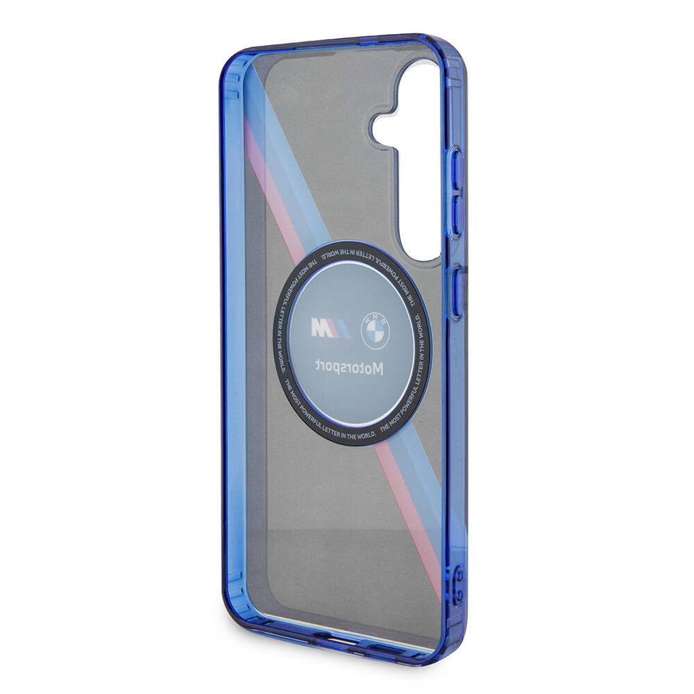 Galaxy S24 Plus Kılıf BMW Orijinal Lisanslı M Logolu Üç Renk Çizgili Motorsport Circle Kılıf