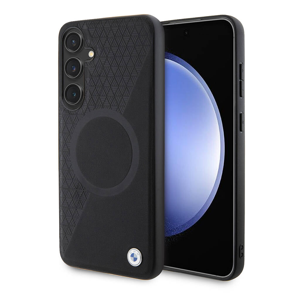 Galaxy S24 Plus Kılıf BMW Orijinal Lisanslı M-safe Şarj Özellikli Yarım Dokulu Circle Leather Kılıf