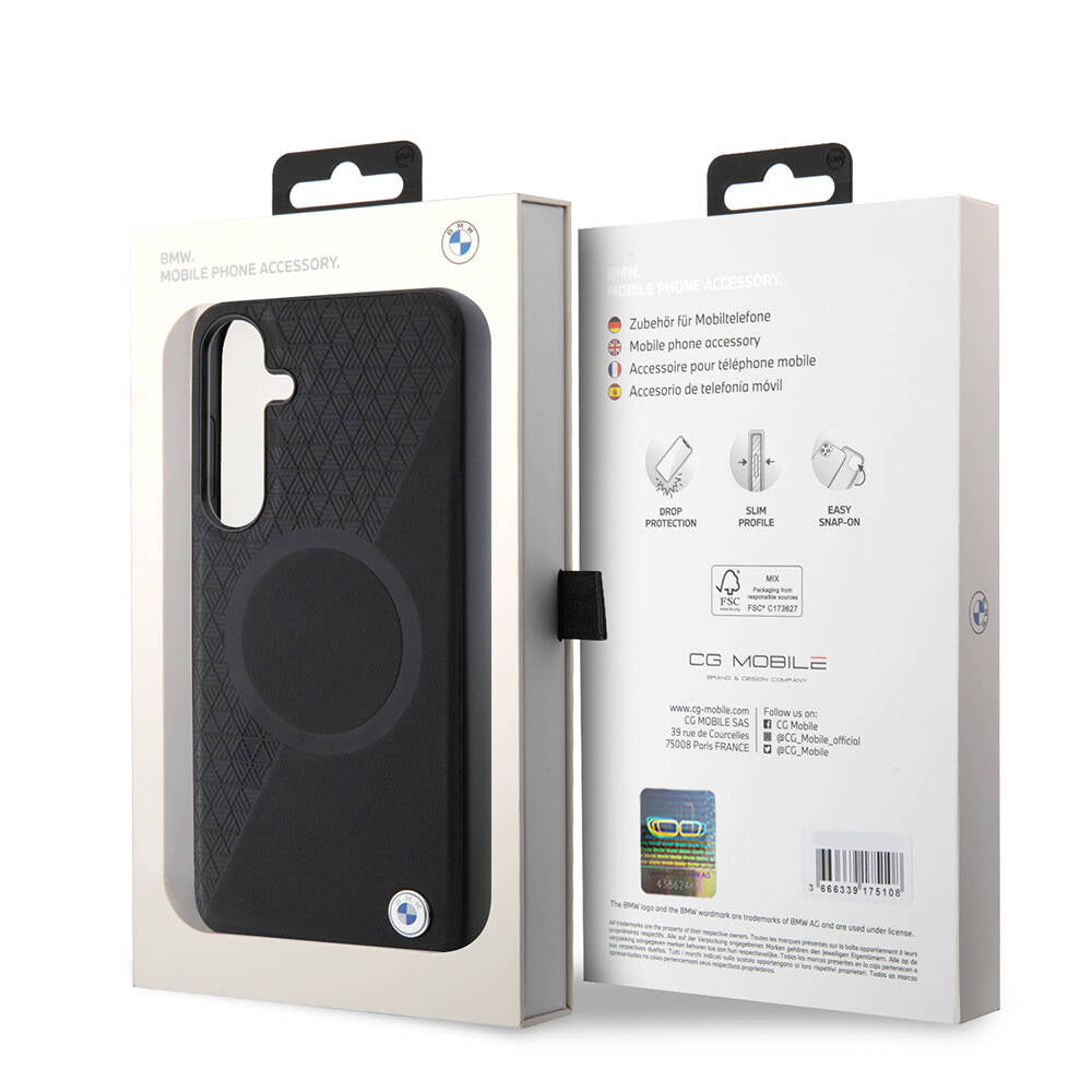 Galaxy S24 Plus Kılıf BMW Orijinal Lisanslı M-safe Şarj Özellikli Yarım Dokulu Circle Leather Kılıf