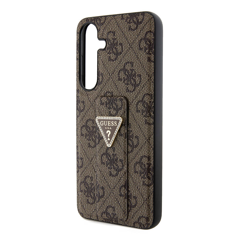 Galaxy S24 Plus Kılıf Guess Orijinal Lisanslı 4G Desenli Üçgen Logolu Standlı Deri Kılıf