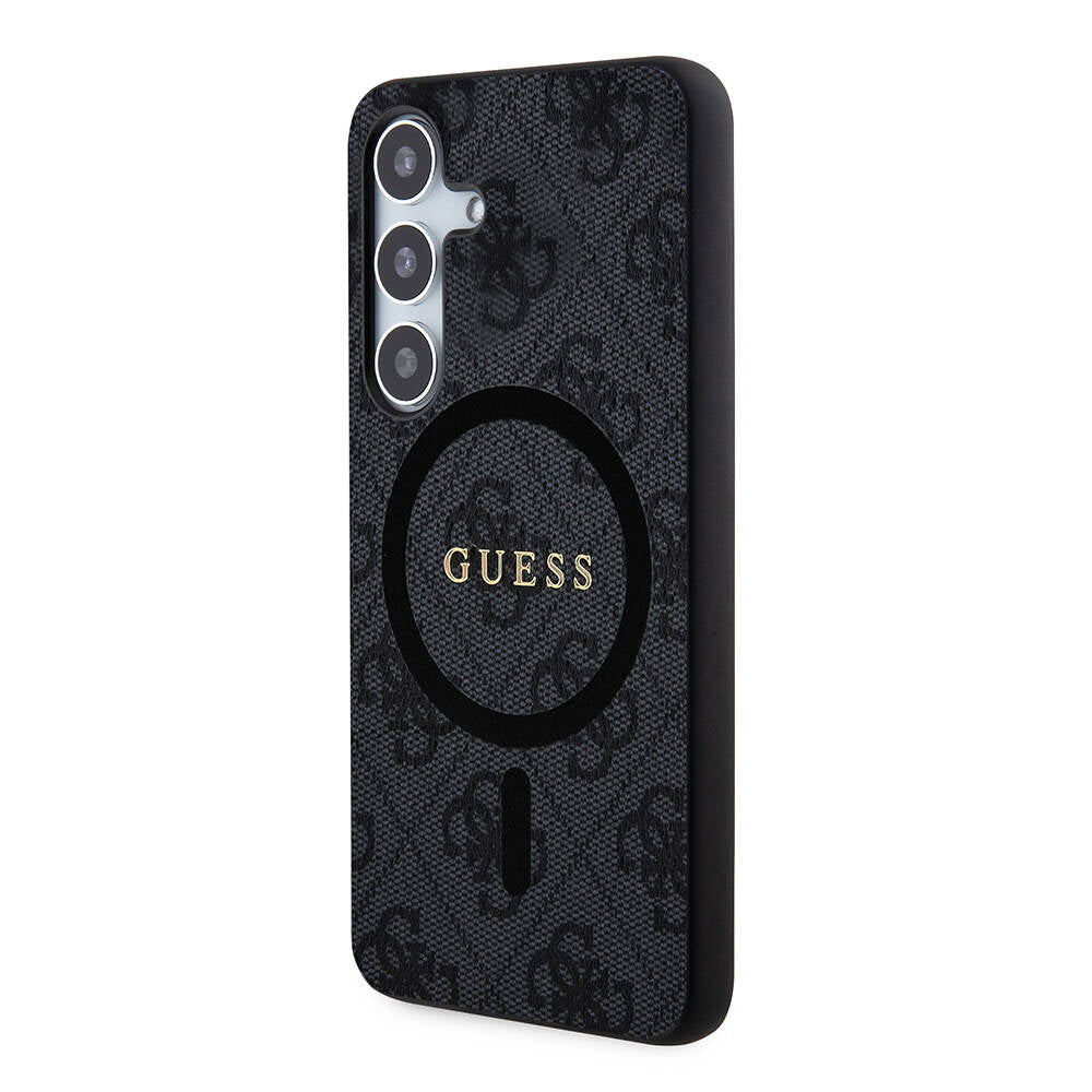 Galaxy S24 Plus Kılıf Guess Orijinal Lisanslı M-safe Şarj Özellikli PU Halkalı 4G Desenli Yazı Logolu Kılıf
