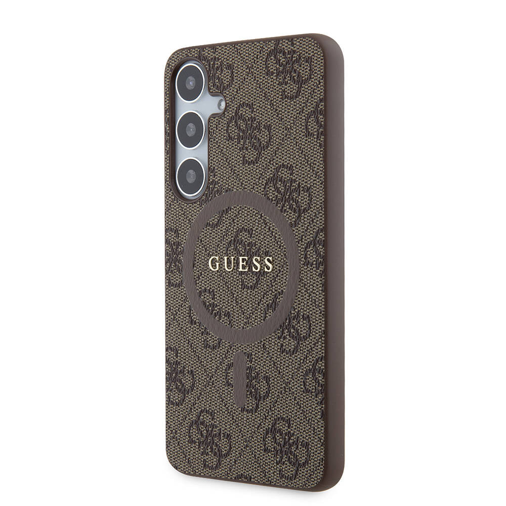 Galaxy S24 Plus Kılıf Guess Orijinal Lisanslı M-safe Şarj Özellikli PU Halkalı 4G Desenli Yazı Logolu Kılıf