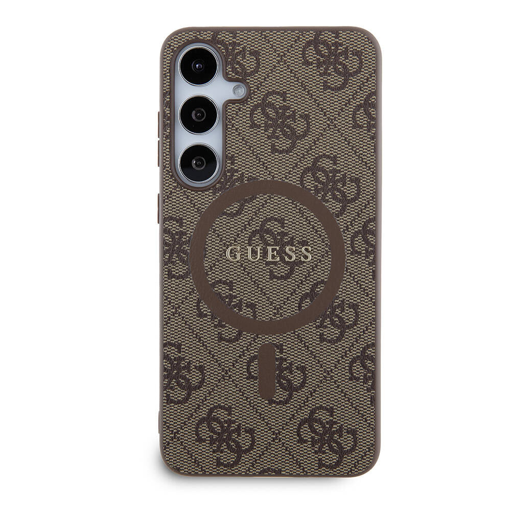 Galaxy S24 Plus Kılıf Guess Orijinal Lisanslı M-safe Şarj Özellikli PU Halkalı 4G Desenli Yazı Logolu Kılıf