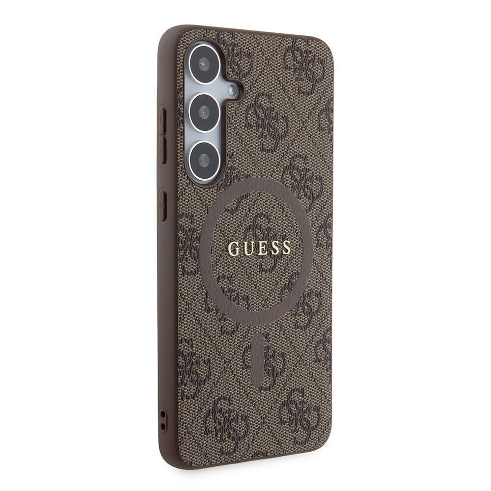 Galaxy S24 Plus Kılıf Guess Orijinal Lisanslı M-safe Şarj Özellikli PU Halkalı 4G Desenli Yazı Logolu Kılıf