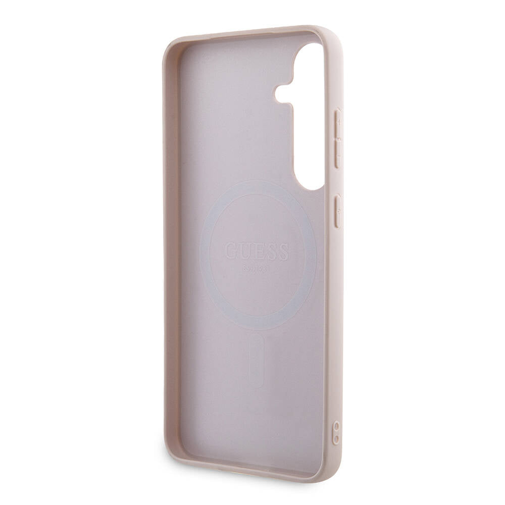 Galaxy S24 Plus Kılıf Guess Orijinal Lisanslı PU Deri Yazı ve 4G Metal Logolu Desenli Kılıf