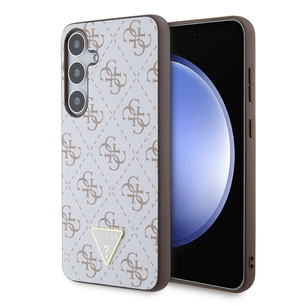 Galaxy S24 Plus Kılıf Guess Orijinal Lisanslı PU Üçgen Logo 4G Desenli Kılıf