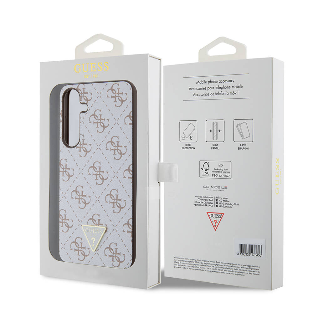 Galaxy S24 Plus Kılıf Guess Orijinal Lisanslı PU Üçgen Logo 4G Desenli Kılıf