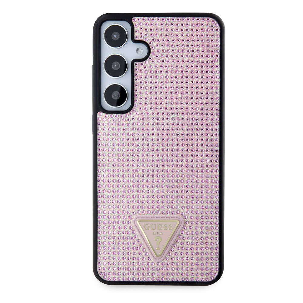 Galaxy S24 Plus Kılıf Guess Orijinal Lisanslı Taşlı Arka Yüzey Üçgen Logolu Kılıf