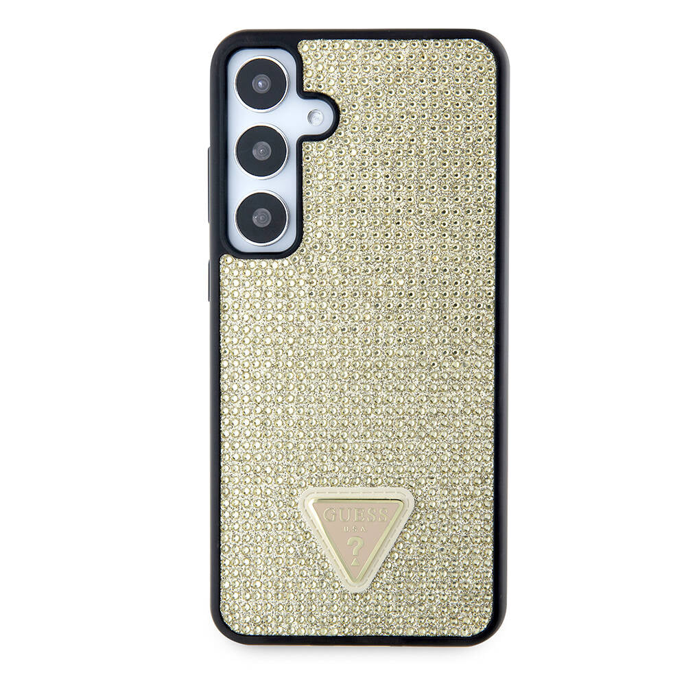 Galaxy S24 Plus Kılıf Guess Orijinal Lisanslı Taşlı Arka Yüzey Üçgen Logolu Kılıf