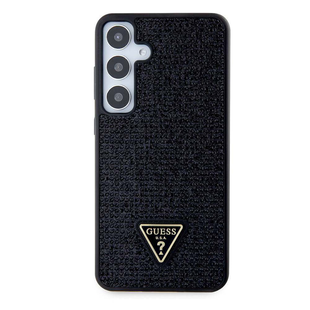 Galaxy S24 Plus Kılıf Guess Orijinal Lisanslı Taşlı Arka Yüzey Üçgen Logolu Kılıf