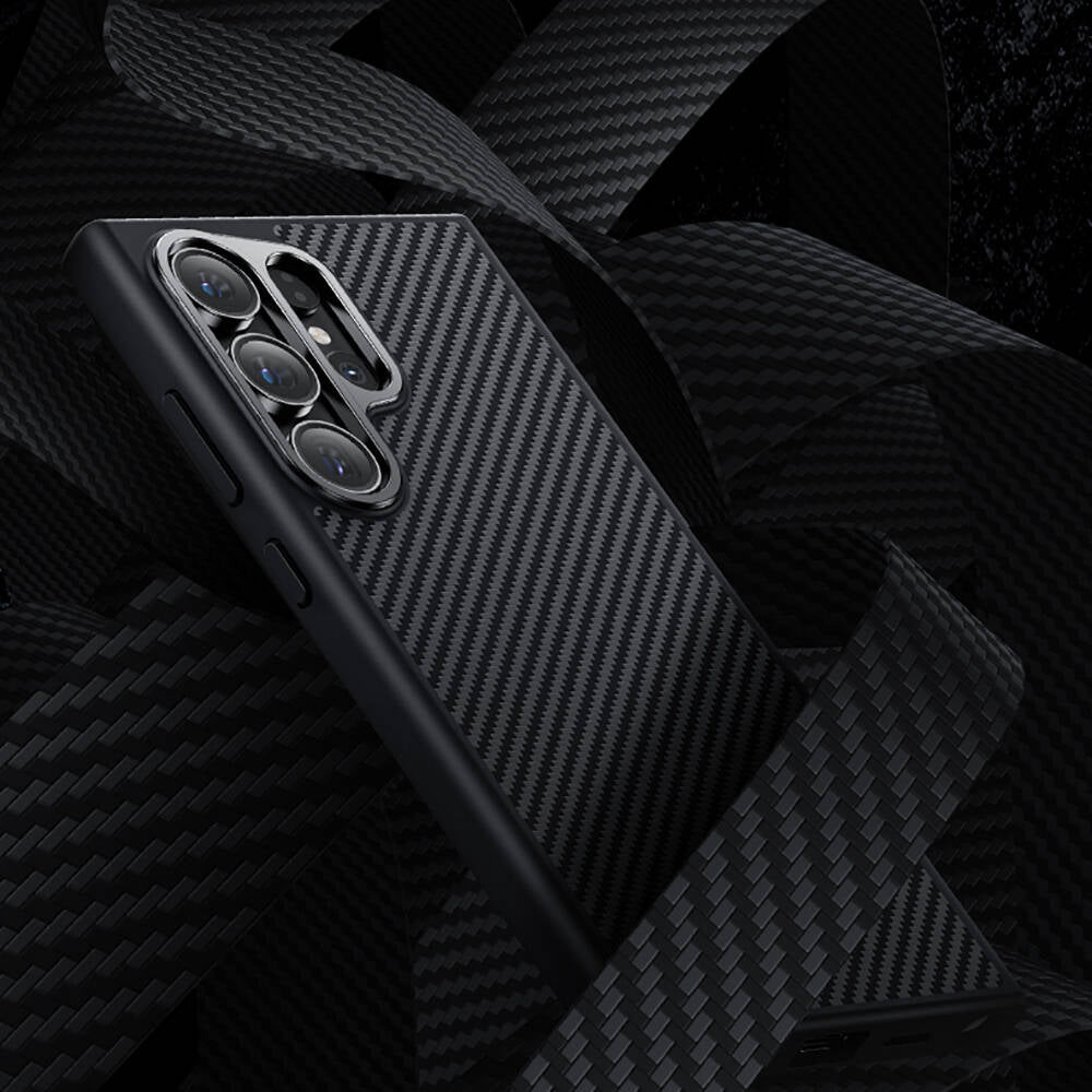 Galaxy S24 Plus Kılıf Karbon Fiber M-safe Şarj Özellikli Benks Hybrid ArmorPro 600D Kevlar Kılıf