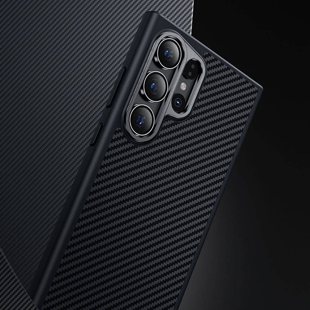 Galaxy S24 Plus Kılıf Karbon Fiber M-safe Şarj Özellikli Benks Hybrid ArmorPro 600D Kevlar Kılıf