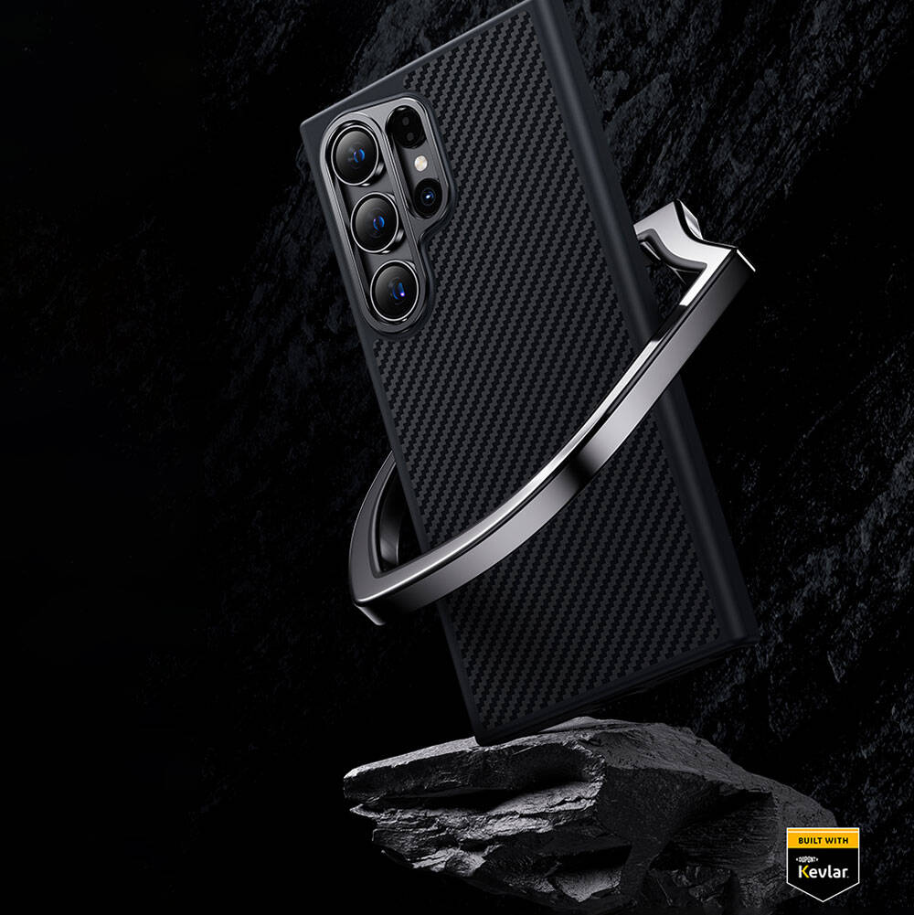 Galaxy S24 Plus Kılıf Karbon Fiber M-safe Şarj Özellikli Benks Hybrid ArmorPro 600D Kevlar Kılıf