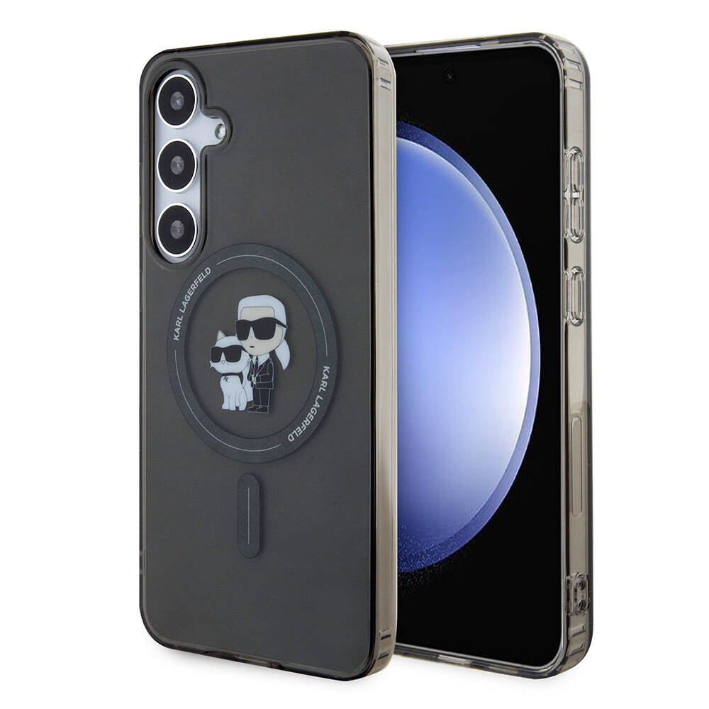 Galaxy S24 Plus Kılıf Karl Lagerfeld Orijinal Lisanslı M-safe Şarj Özellikli Karl & Choupette IML Baskılı Kılıf