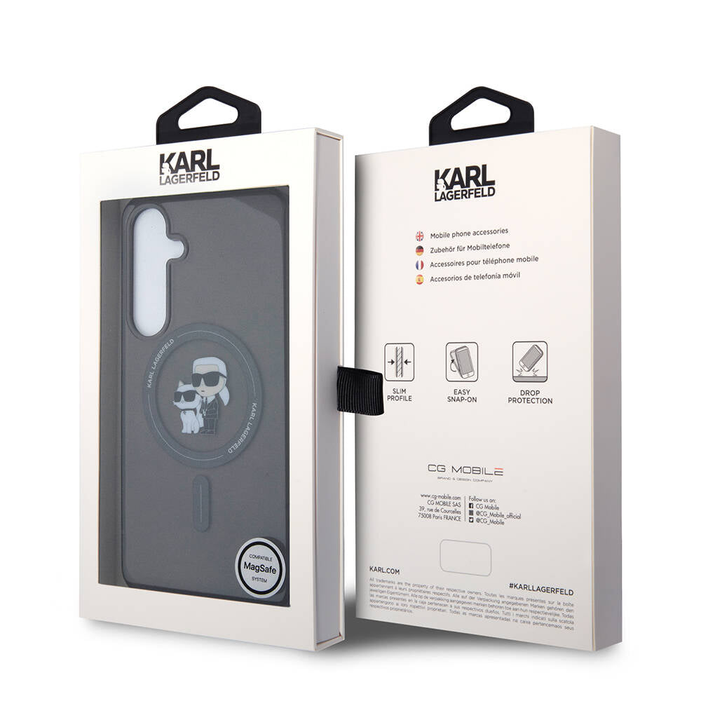 Galaxy S24 Plus Kılıf Karl Lagerfeld Orijinal Lisanslı M-safe Şarj Özellikli Karl & Choupette IML Baskılı Kılıf