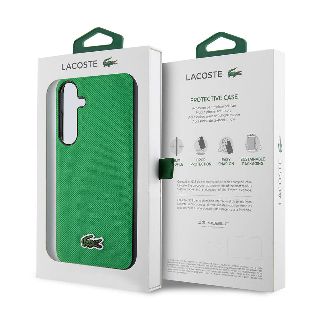 Galaxy S24 Plus Kılıf Lacoste orijinal Lisanslı PU Pike Desenli Arka Yüzey İkonik Timsah Dokuma Logolu Kılıf