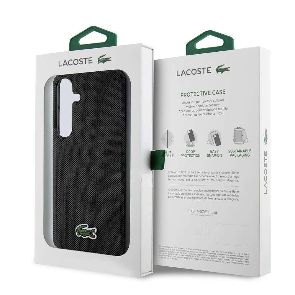 Galaxy S24 Plus Kılıf Lacoste orijinal Lisanslı PU Pike Desenli Arka Yüzey İkonik Timsah Dokuma Logolu Kılıf