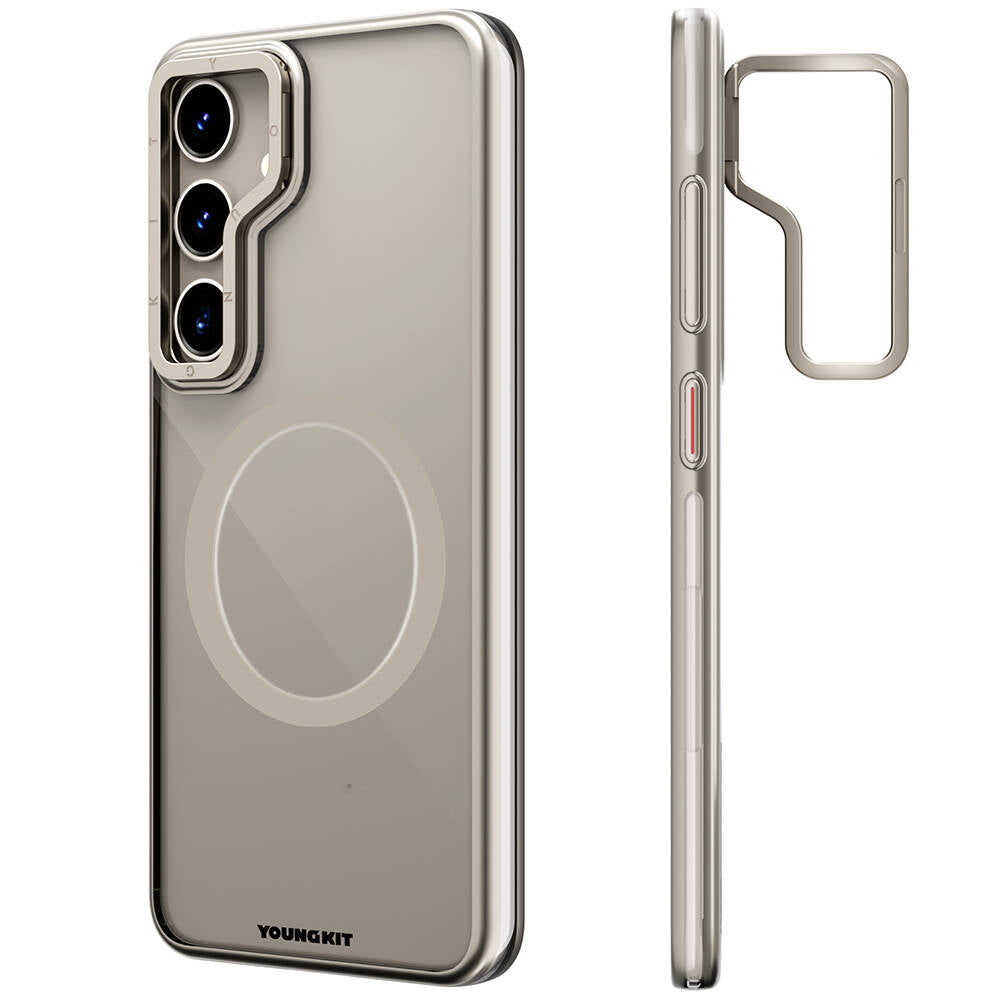 Galaxy S24 Plus Kılıf M-safe Şarj Özellikli Sararma Önleyici Youngkit Crystal Grid Kılıf