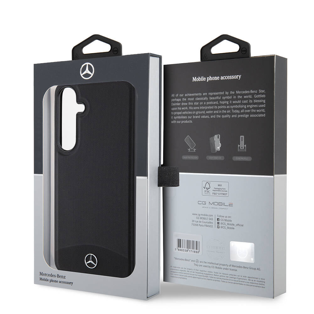 Galaxy S24 Plus Kılıf Mercedes Benz OrijinalLisanslı M-safe Şarj Özellikli Deri Dokumalı Sade Kılıf