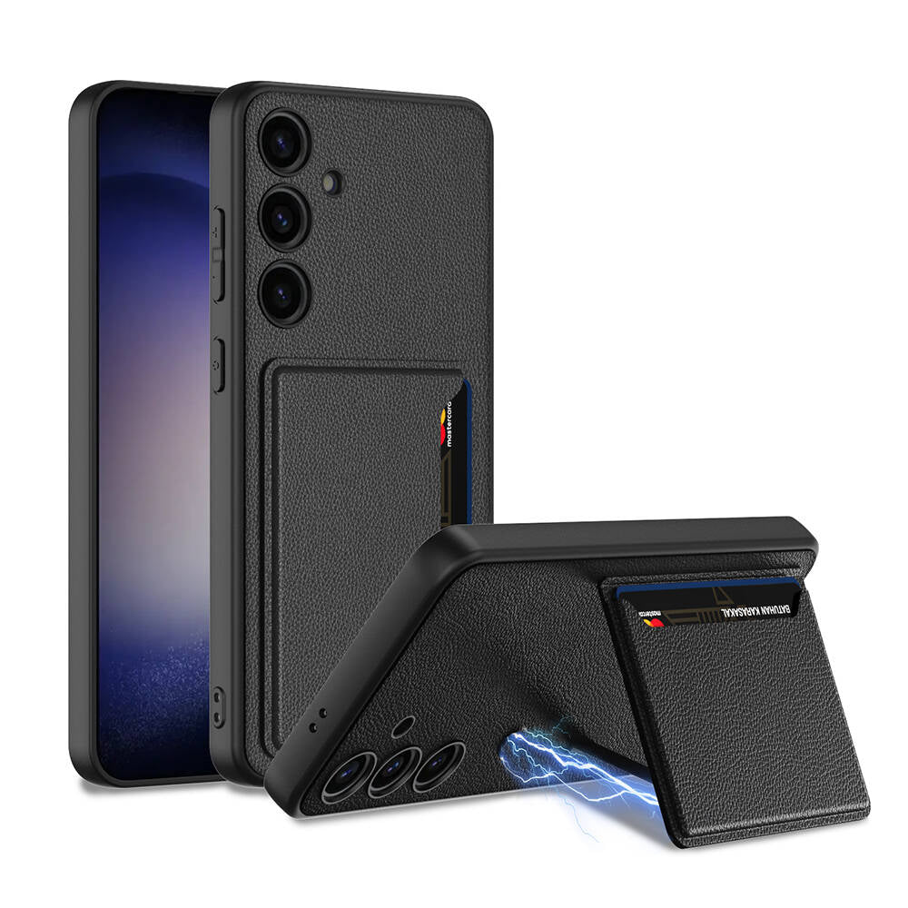 Galaxy S24 Plus Suni Deri Arka Yüzey Zore Kartlıklı Kıpta Silikon Kılıf