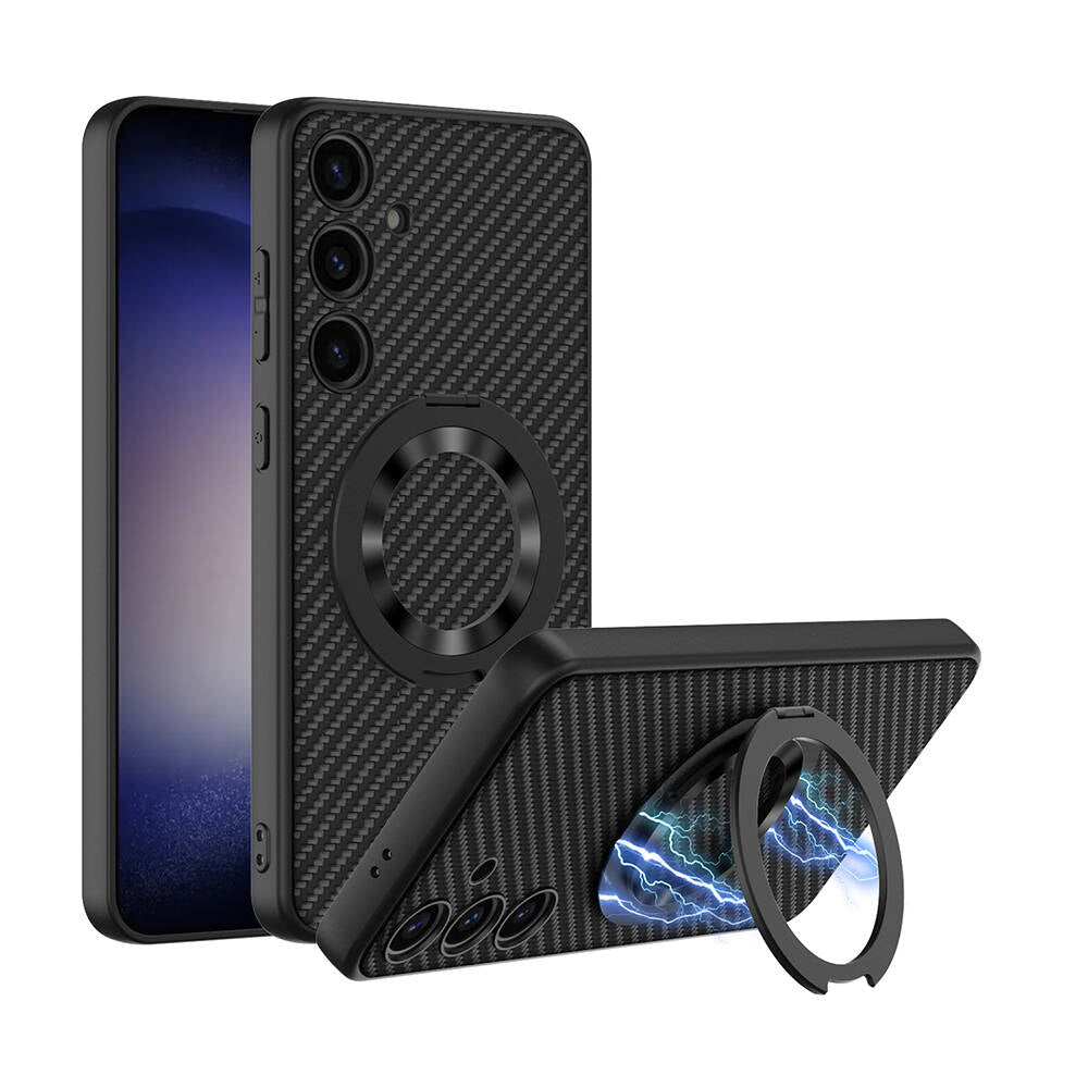 Galaxy S24 Plus Wireless Şarj Özellikli Zore Kıpta Standlı M-safe Silikon Kılıf
