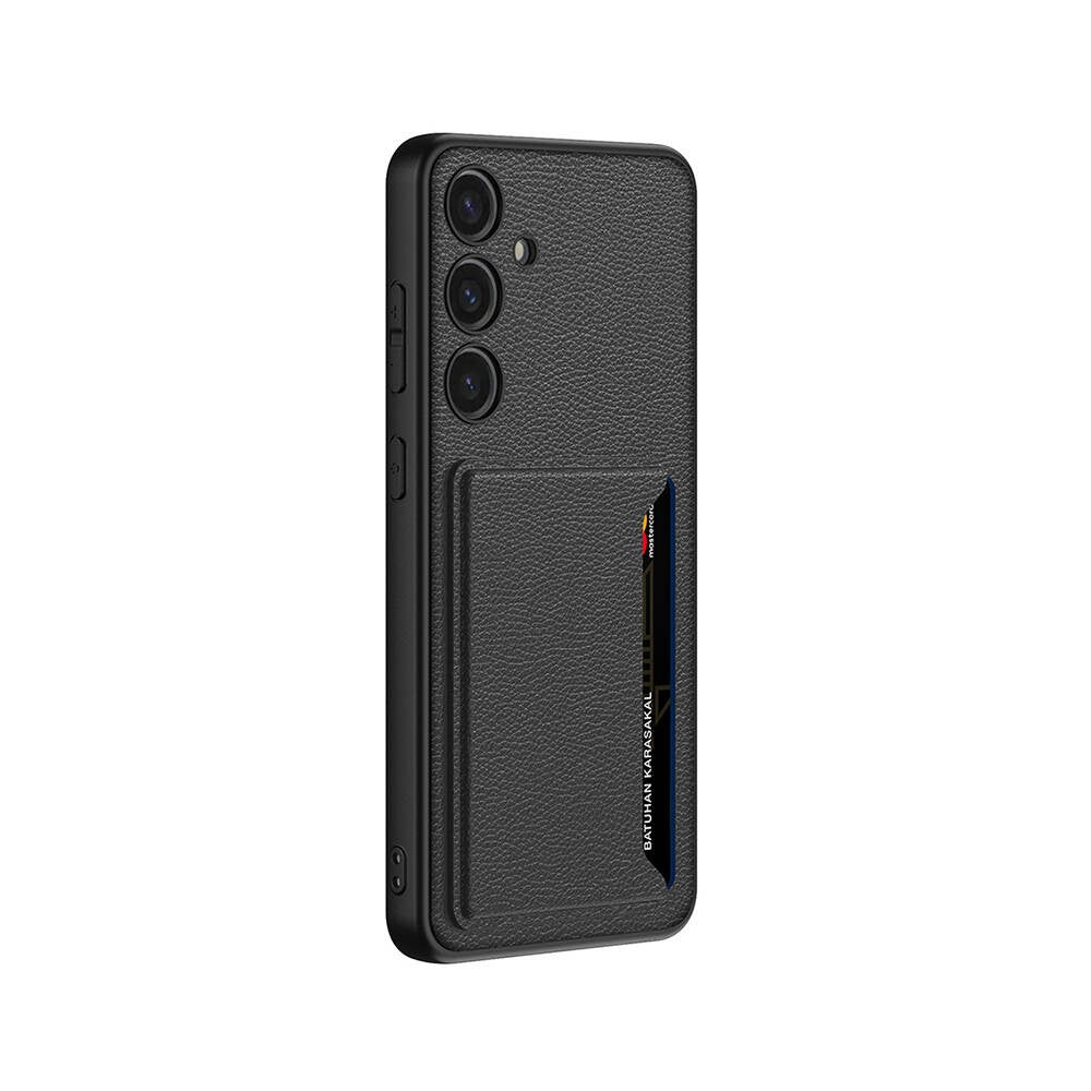 Galaxy S24 Suni Deri Arka Yüzey Zore Kartlıklı Kıpta Silikon Kılıf