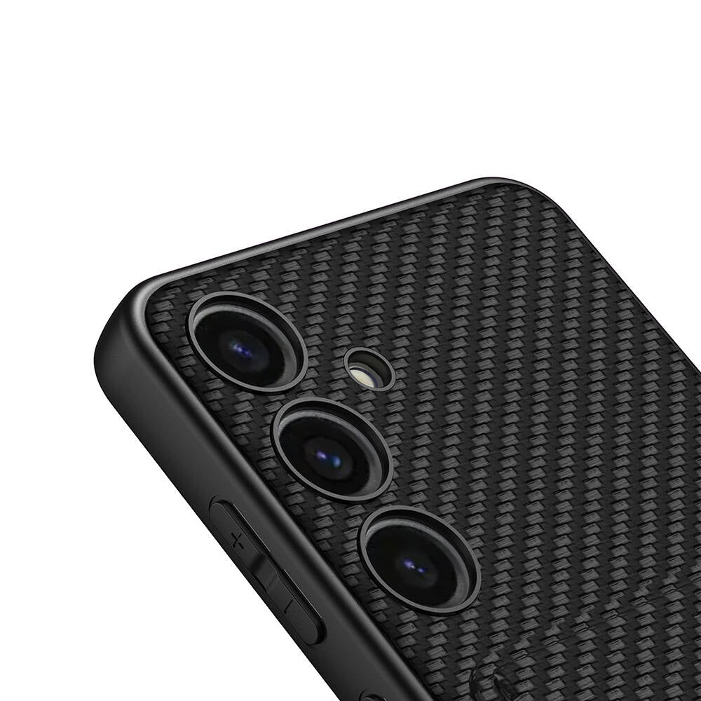 Galaxy S24 Suni Deri Arka Yüzey Zore Kartlıklı Kıpta Silikon Kılıf