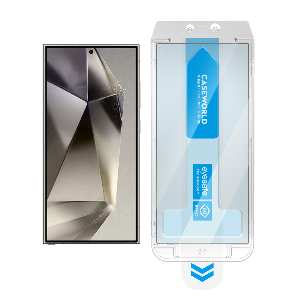 Galaxy S24 Ultra CaseWorld Applicator Serisi 2.5D Eyesafe Mavi Işık Teknolojili 0.25mm Temperli Cam Ekran Koruyucu+ Uygulama Aparatı