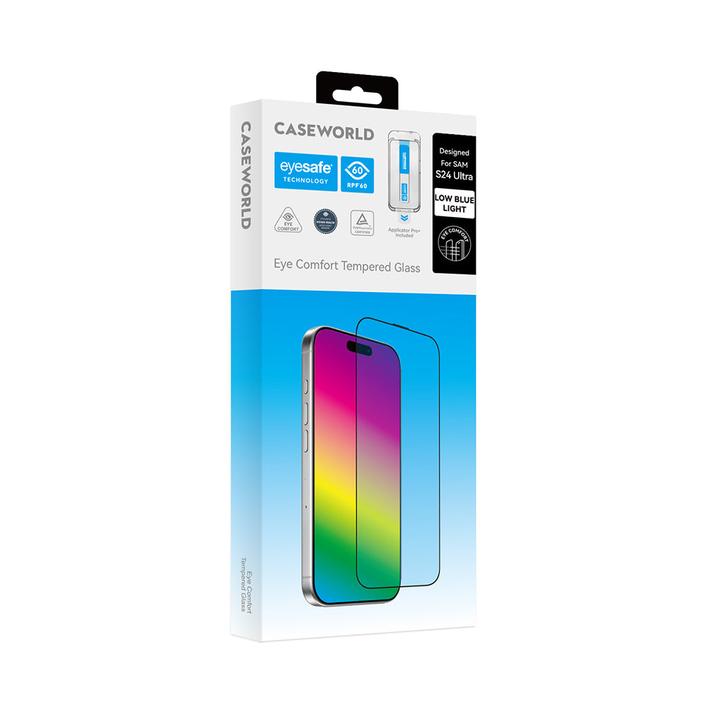 Galaxy S24 Ultra CaseWorld Applicator Serisi 2.5D Eyesafe Mavi Işık Teknolojili 0.25mm Temperli Cam Ekran Koruyucu+ Uygulama Aparatı